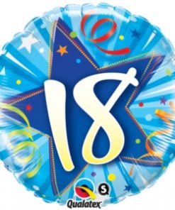 18th Birthday Shining Star Bright Blue Foil Balloon