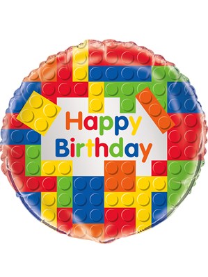 Building Blocks Happy Birthday 18" Foil Balloon