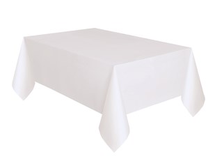 White Rectangular Plastic Tablecover 54"x 108"