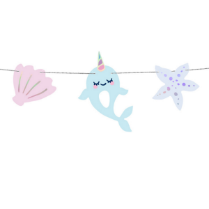 Narwhal Seashell DIY Garland On Silver Twine 1M